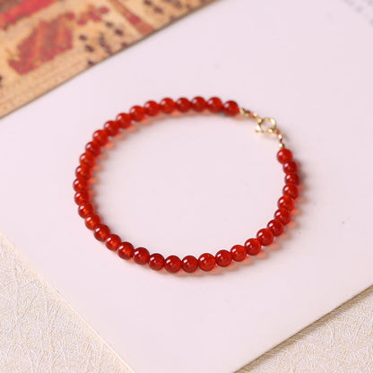 Buddhist Blessing Small Red Agate Ultra-thin Beads Calm Bracelet