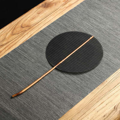 Buddhist Blessing Chinese Style Handmade Bamboo Woven Round Oval Banana Shape Long Handle Fan