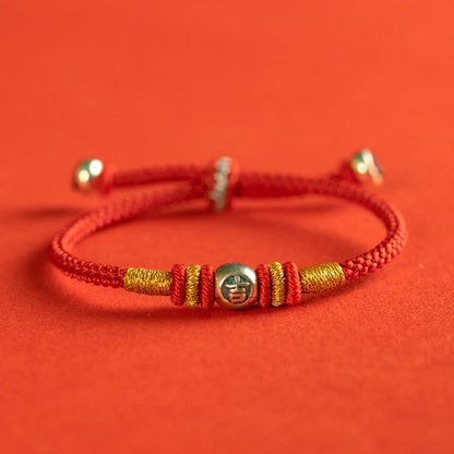 Buddhist Blessing Red String Chinese Characters Protection Bracelet