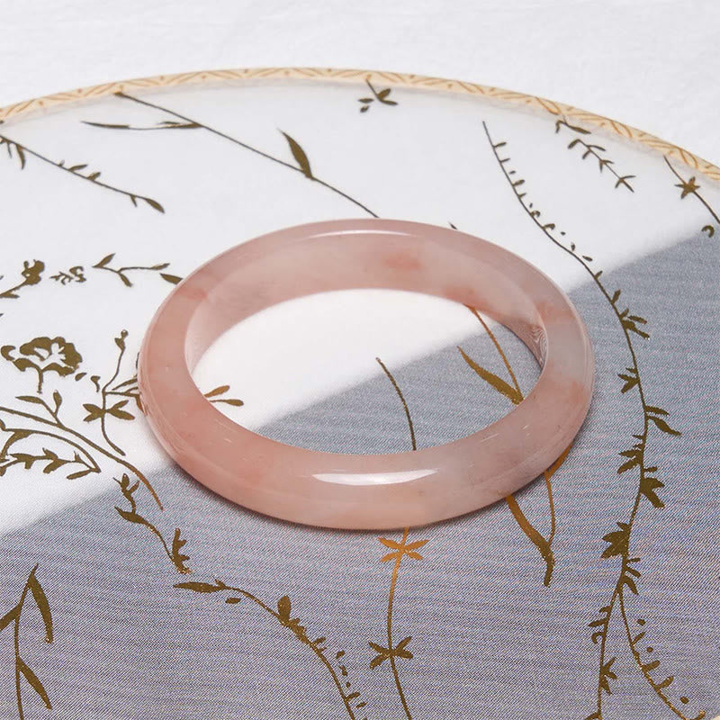 Buddhist Blessing Pink Golden Silk Jade Wealth Luck Bracelet Bangle