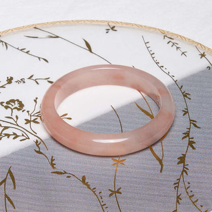 Buddhist Blessing Pink Golden Silk Jade Wealth Luck Bracelet Bangle