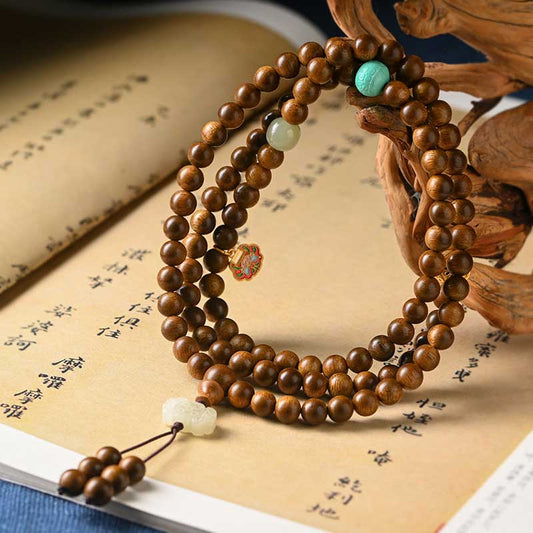Buddha Stones Tibetan Rosewood Protection Calm Bracelet Mala