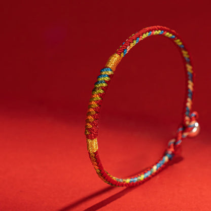 Buddhist Blessing Multicolor Red String Alloy 925 Sterling Silver Buckle Protection Bracelet