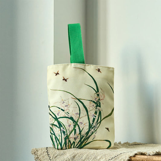 Buddhist Blessing Orchid Bee Canvas Handbag