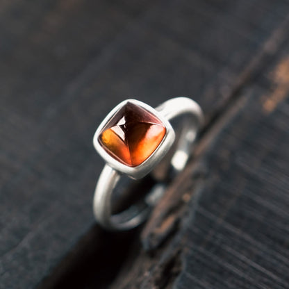 Buddhist Blessing Natural 925 Sterling Silver Garnet Adjustable Inserted Calm Ring