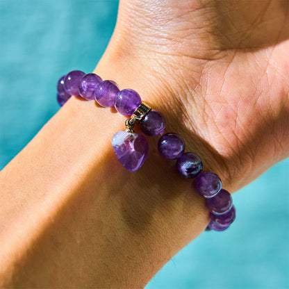 Buddhist Blessing Natural Quartz Love Heart Healing Beads Bracelet