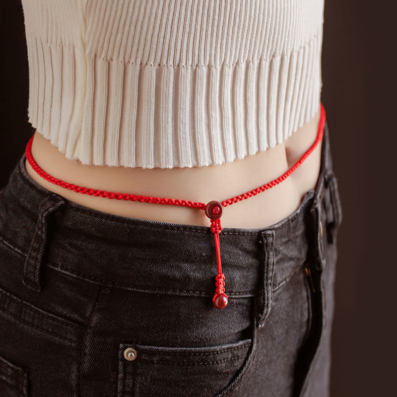 Buddhist Blessing Natural Cinnabar Calm Blessing Red String Belly Chain