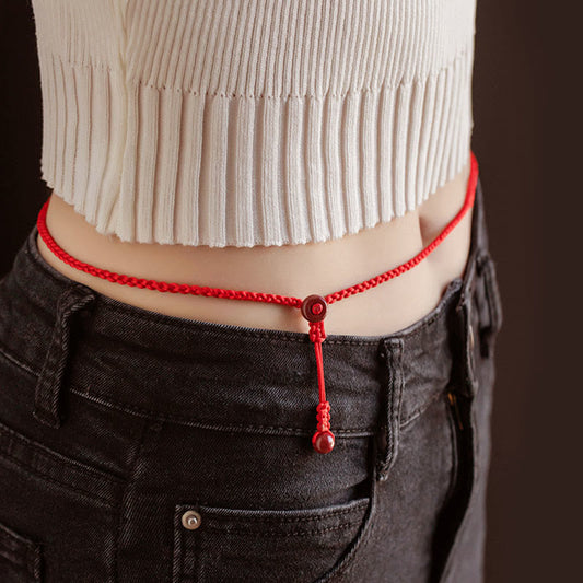 Buddhist Blessing Natural Cinnabar Calm Blessing Red String Belly Chain