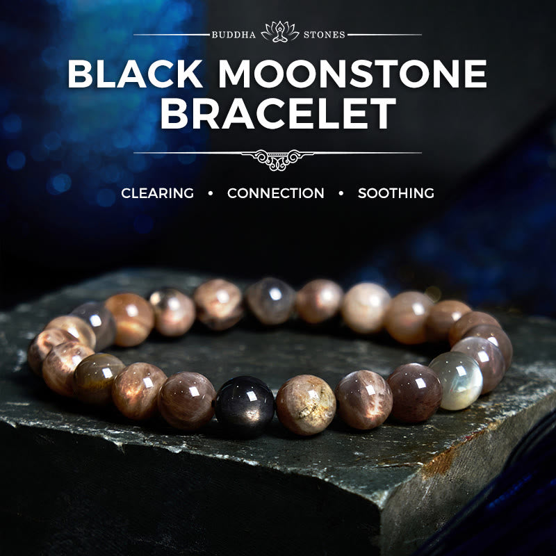 Buddhist Blessing Black Moonstone Soothing Bracelet