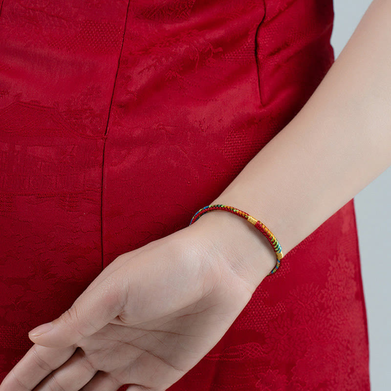 Buddhist Blessing Multicolor Red String Alloy 925 Sterling Silver Buckle Protection Bracelet