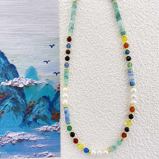 Buddhist Blessing Pearl Glass Healing Necklace Pendant