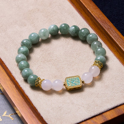 Buddhist Blessing Promote New Beginnings Mint Green Jade Bracelet Bangle Bundle