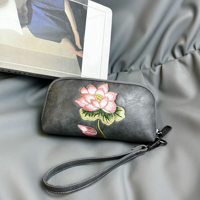 Buddhist Blessing Lotus Su Embroidery Journey Shopping Purse Handbag