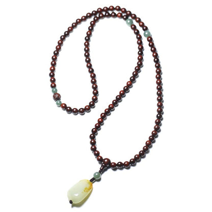 Buddhist Blessing Tibetan Small Leaf Red Sandalwood Jade Mala Meditation Bracelet