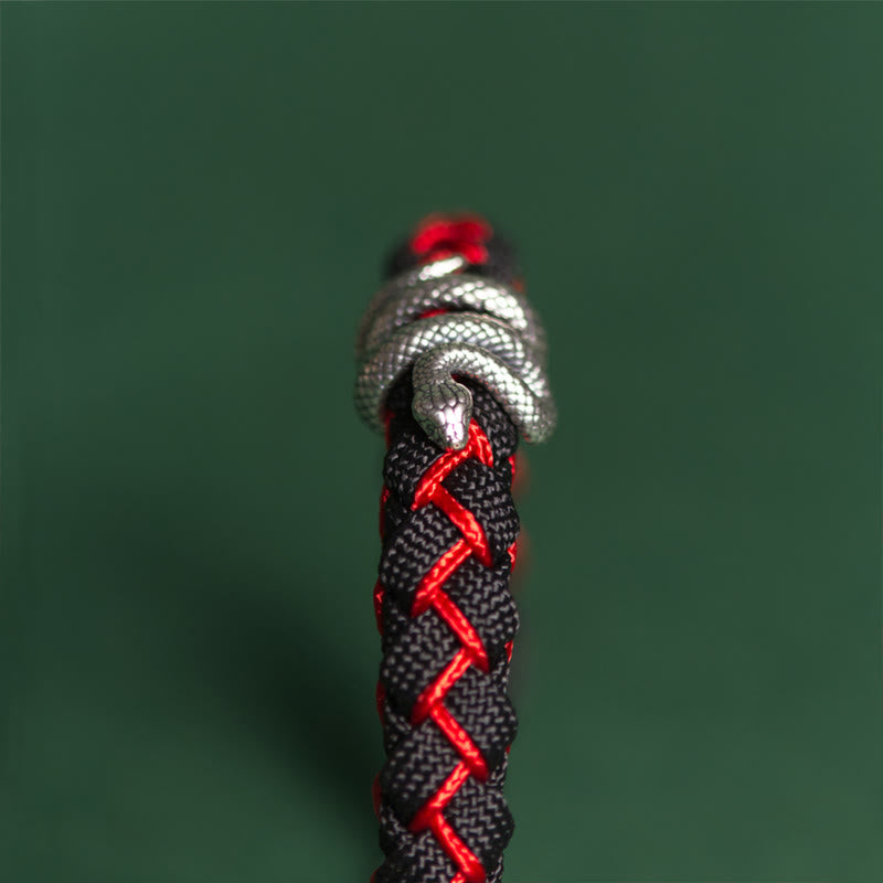 Buddhist Blessing Year of the Snake 999 Sterling Silver String Protection Braided Bracelet