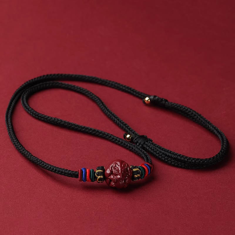 Buddhist Blessing Cinnabar Chinese Zodiac Black String Blessing Necklace Pendants