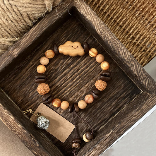 Buddhist Blessing Natural Irregular Cloud Coffee Beans Sandalwood Protection Bracelet