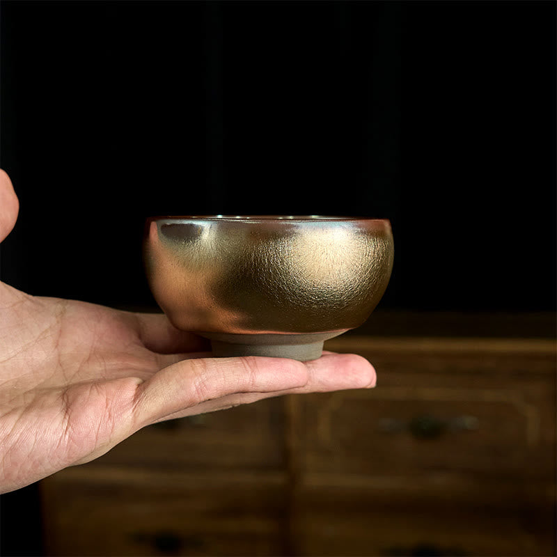 Buddhist Blessing Handmade Chinese Jianzhan Koi Fish Lotus Leaf Ceramic Teacup Kung Fu Tea Cup 150ml