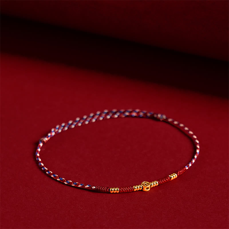 Buddhist Blessing Handmade Braided Red String Copper Coins Luck Bracelet