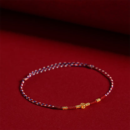 Buddhist Blessing Handmade Braided Red String Copper Coins Luck Bracelet