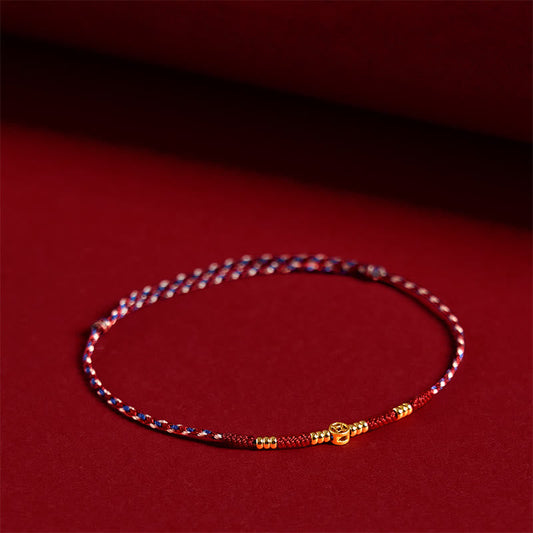Buddhist Blessing Handmade Braided Red String Copper Coins Luck Bracelet