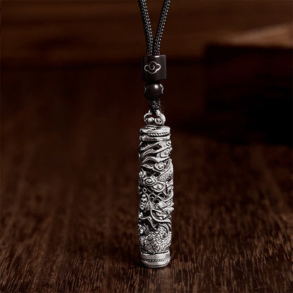 Buddhist Blessing Copper Fu Character Dragon Pattern Balance Pendant Necklace