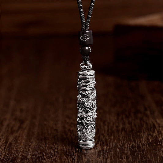 Buddhist Blessing Copper Fu Character Dragon Pattern Balance Pendant Necklace