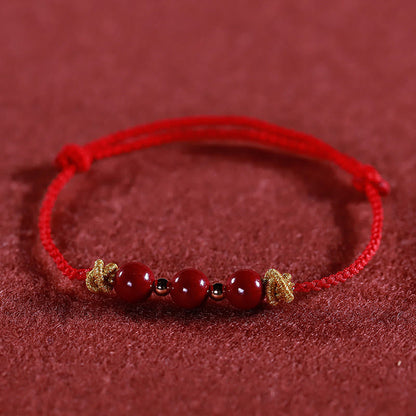 Buddhist Blessing Colorful String Cinnabar Calm Bracelet