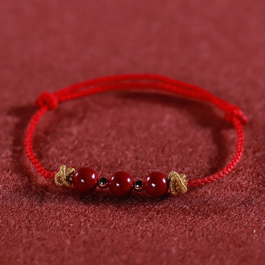 Buddhist Blessing Colorful String Cinnabar Calm Bracelet