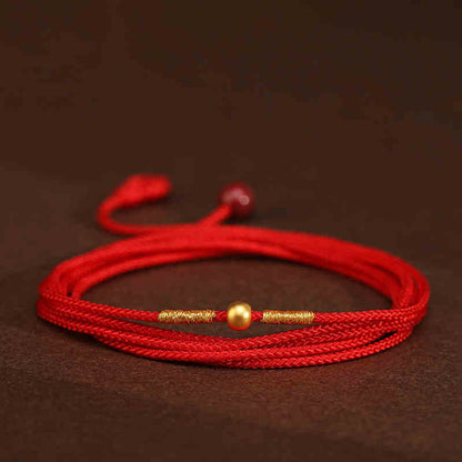 Buddha Stone 999 Solid Gold Red String Belly Chain