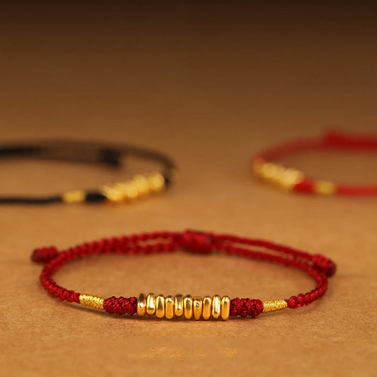 Buddhist Blessing 999 Gold Small Pieces String Protection Luck Ultra-Thin Braided Bracelet
