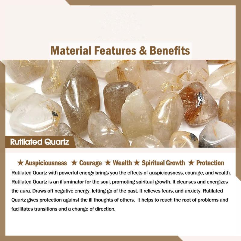 Buddhist Blessing Sun Stone Colorful Rutilated Quartz Wealth Peanut Charm Bracelet