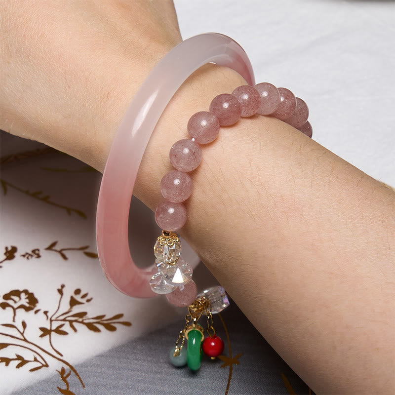 Buddhist Blessing Attracting Love and Protection Pink Bracelet Bangle Bundle