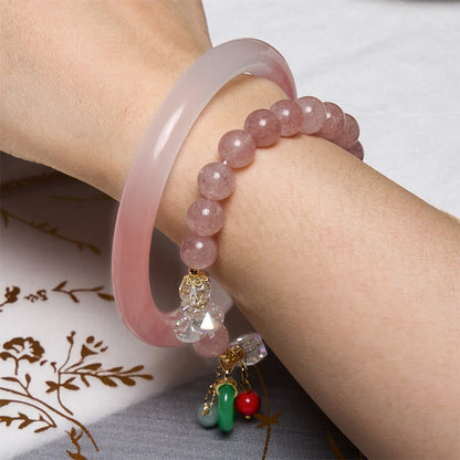 Buddhist Blessing Attracting Love and Protection Pink Bracelet Bangle Bundle