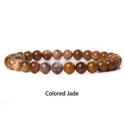 Buddhist Blessing 6mm Various Stone Crystal Black Glitter Stone Red Tiger Eye Beads Protection Bracelet