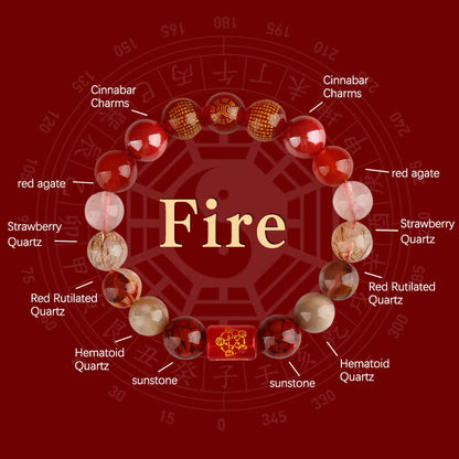 Buddhist Blessing Five Elements God Of Wealth Various Crystal Agate Wealth Luck Bracelet