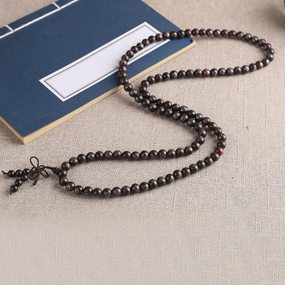 Buddhist Blessing 925 Sterling Silver Inlaid Small Leaf Red Sandalwood Om Mani Padme Hum Character Auspicious Clouds Protection Bracelet