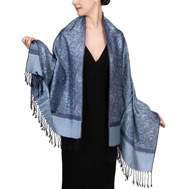 Buddhist Blessing Tibetan Cashew Jacquard Tassels Shawl Spring Fall Winter Warm Cozy Scarf Wrap