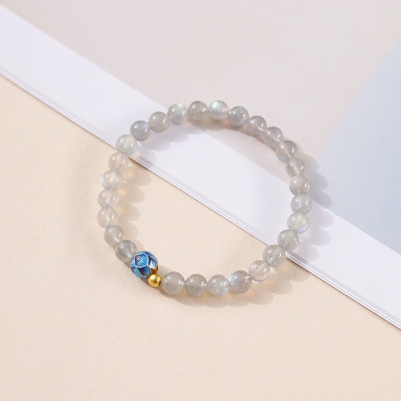 Buddhist Blessing Natural Moonstone Lotus Love Charming Bracelet