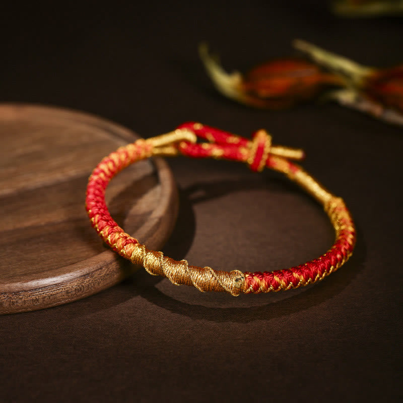 Buddhist Blessing Tibetan Colorful Gold Thread Dragon Scale Knot Protection Braided Bracelet