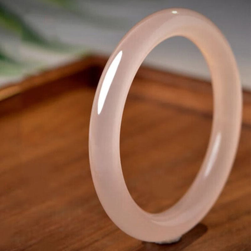 Buddhist Blessing Natural Dusty Rose Pink Jade Self-Love Bracelet Bangle