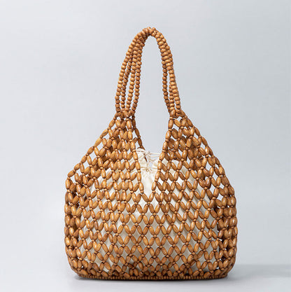Buddhist Blessing Hand-woven Wooden Beads Shoulder Bag Handbags