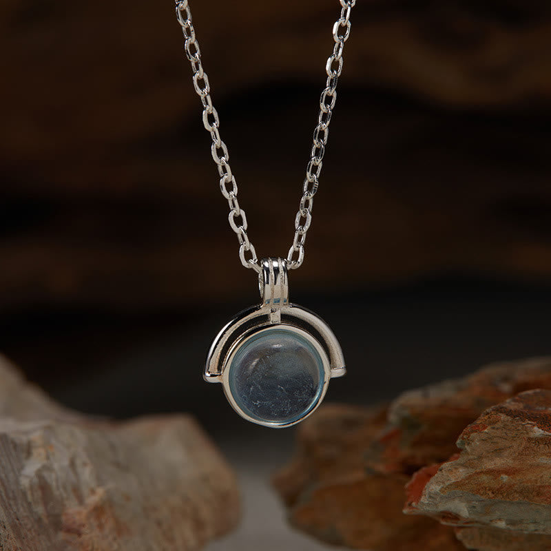 Buddhist Blessing Red Agate Tiger Eye Aquamarine Moonstone 925 Sterling Silver Confidence Necklace Pendant