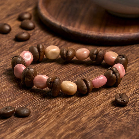 Buddhist Blessing Handmade Natural Coffee Beans Irregular Stone Bracelet