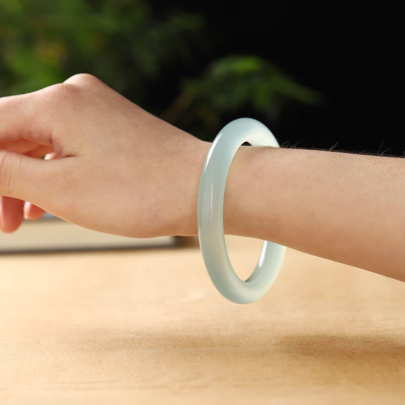Buddhist Blessing Blue Chalcedony Emotional Balance Energy Bracelet Bangle