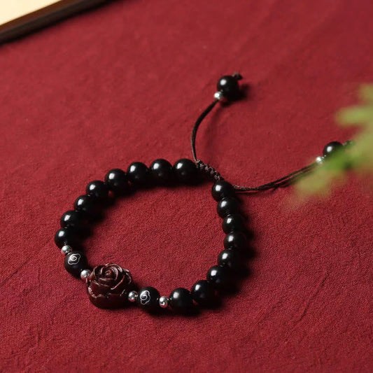 Buddhist Blessing Small Leaf Red Sandalwood Sooth Bracelet