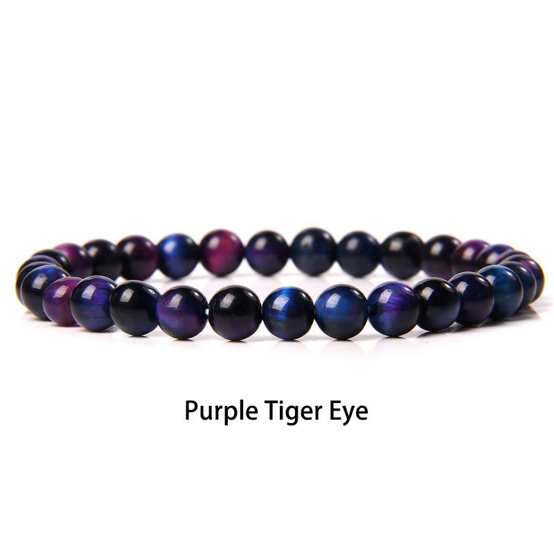 Buddhist Blessing 6mm Various Stone Crystal Black Glitter Stone Red Tiger Eye Beads Protection Bracelet