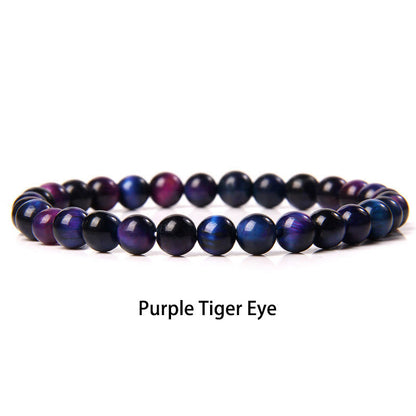 Buddhist Blessing 6mm Various Stone Crystal Black Glitter Stone Red Tiger Eye Beads Protection Bracelet