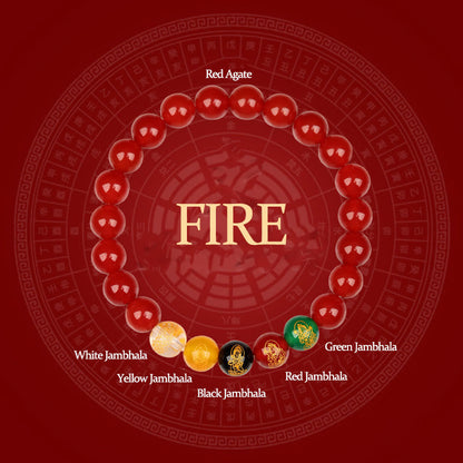 Buddhist Blessing Five Elements Various Agate Jambhala Luck Bracelet