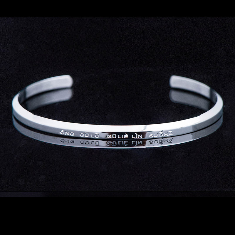 Buddha Stones Six True Words Engraving Titanium Steel Blessing Protection Bracelet